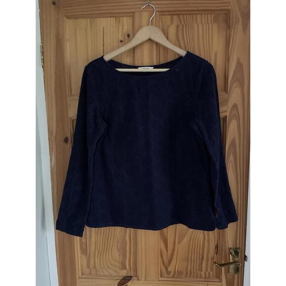 Toast Broderie Anglaise Cotton Boxy Style Top Navy Blue Lined Uk 14 - Picture 1 of 10